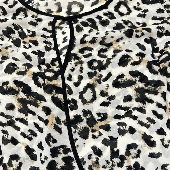 Torrid Blouse Womens Plus 1X Black Brown Leopard Semi Sheer Mature Office Casual - Picture 6 of 9